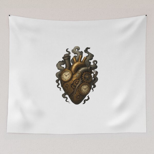 Item preview, Steampunk Mechanical Heart with Gears and Vintage Clocks designed and sold by WolfPixelRo.