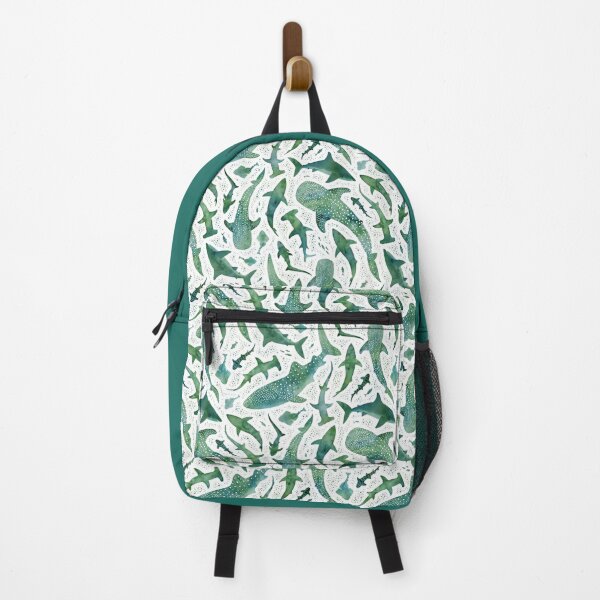 Item preview, Monochrome green watercolour shark ocean on white designed and sold by adenaJ.