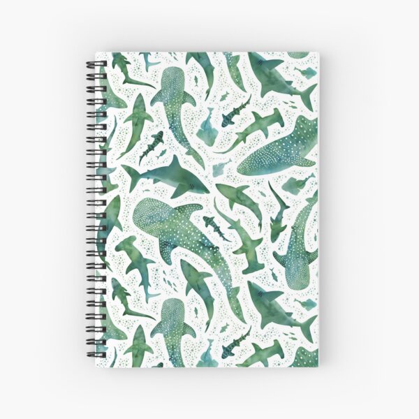 Item preview, Monochrome green watercolour shark ocean on white designed and sold by adenaJ.