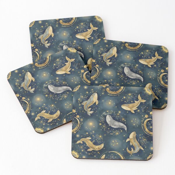 Item preview, Celestial Whales – Cosmic Gold & Navy Galaxy Pattern designed and sold by TAB2042.