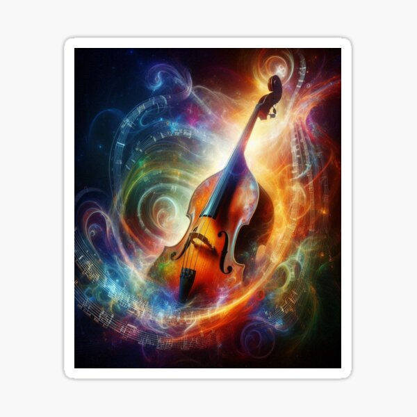 Item preview, An Upright Bass In Color & Music Notation AI Generated designed and sold by BrightrDayMusicArt.