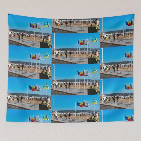 Item preview, Beach And Flags Of Nazaré Portugal designed and sold by PsychoAlien.com.