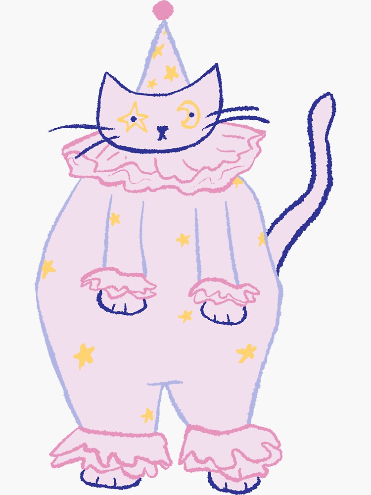 Thumbnail 3 of 3, Sticker, clown cat designed and sold by sunlucky.