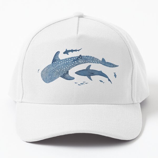 Item preview, Monochrome blue watercolour shark ocean on black designed and sold by adenaJ.