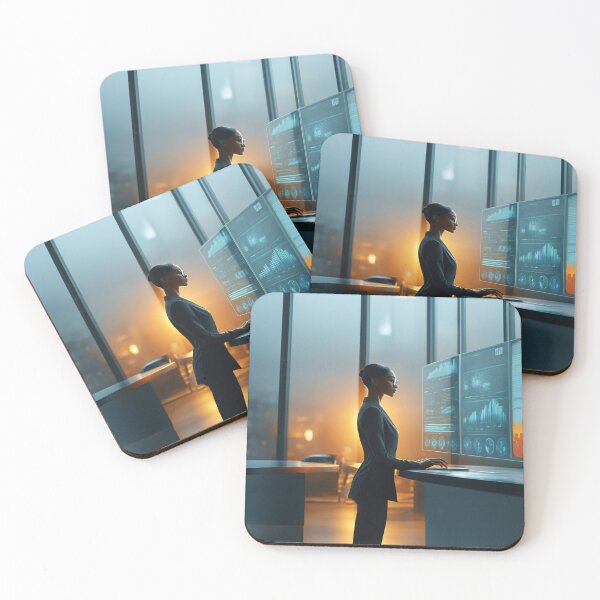 Item preview, Androgynous virtual assistant with floating data screens designed and sold by Made-by-Gus.
