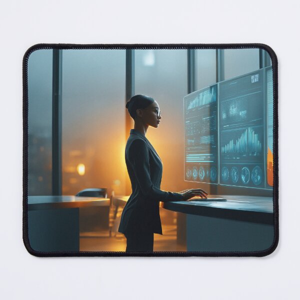 Item preview, Androgynous virtual assistant with floating data screens designed and sold by Made-by-Gus.