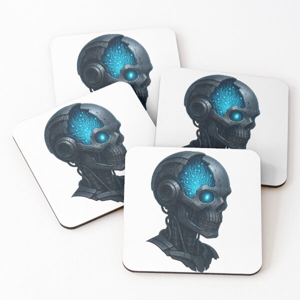 Item preview, Cybernetic Skull Android – Futuristic Tech Skull Design designed and sold by WolfPixelRo.
