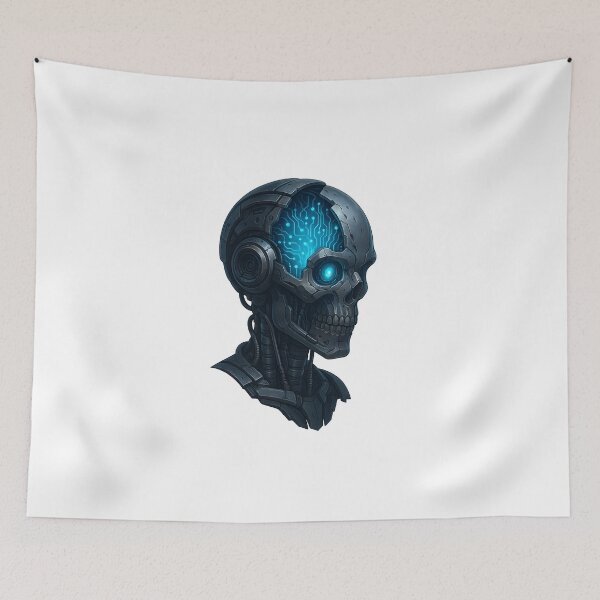 Item preview, Cybernetic Skull Android – Futuristic Tech Skull Design designed and sold by WolfPixelRo.