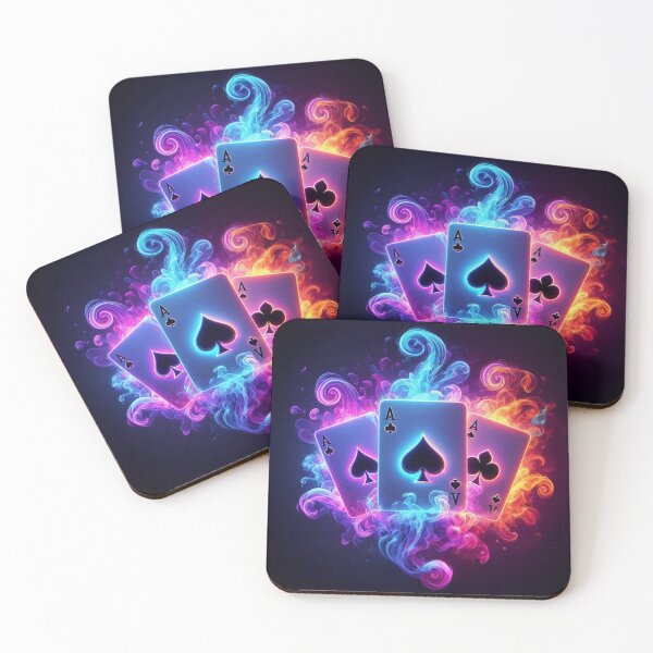 Item preview, Neon Smoking Aces – Glowing Card Design designed and sold by WakeUpYourBrain.