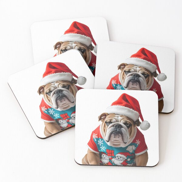 Item preview, Not This Holiday Madness Again: Grumpy Bulldog in Santa Hat Beside Crooked Christmas Tree - Humorous T-Shirt Art designed and sold by ArtPetrenko90.