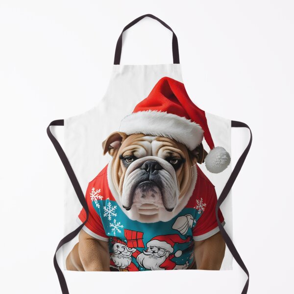 Item preview, Not This Holiday Madness Again: Grumpy Bulldog in Santa Hat Beside Crooked Christmas Tree - Humorous T-Shirt Art designed and sold by ArtPetrenko90.
