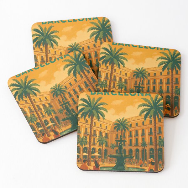 Item preview, BARCELONA Spain PLACA REIAL Vintage Poster and Greeting Card designed and sold by Earth Celebration Designs.