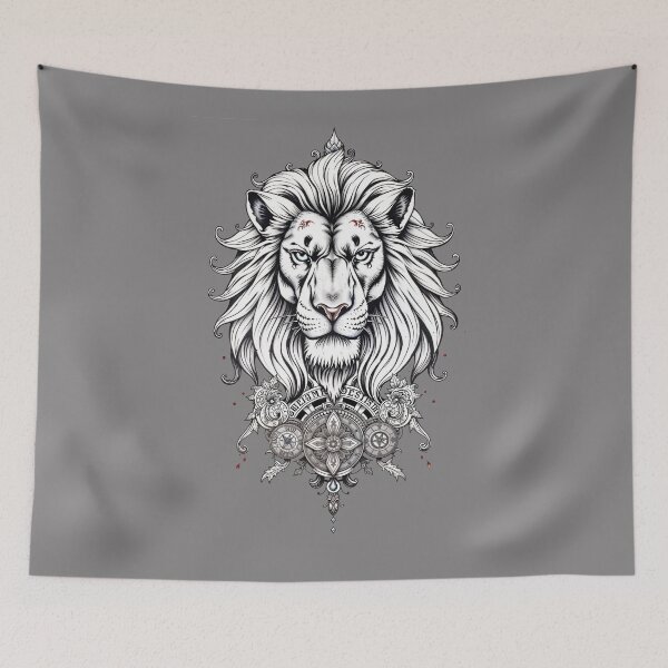 Item preview, Celestial Guardian Lion – Sacred Compass Mandala Line Art designed and sold by IdeaSmith.