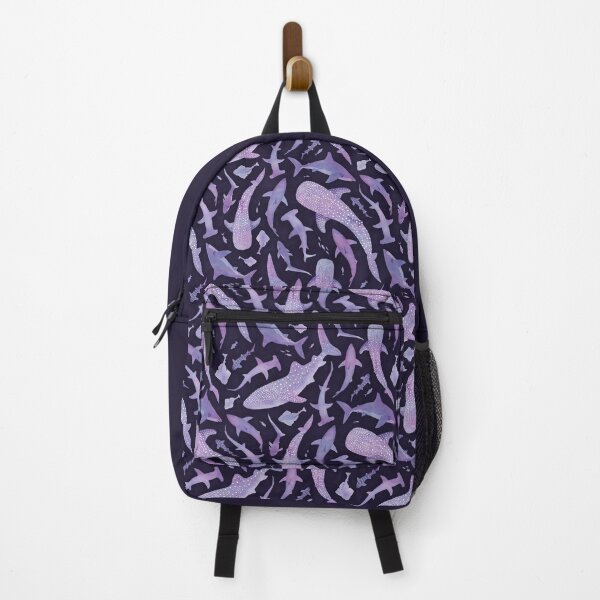 Item preview, Monochrome purple watercolour shark ocean on very dark purple designed and sold by adenaJ.