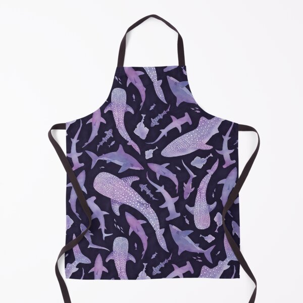 Item preview, Monochrome purple watercolour shark ocean on very dark purple designed and sold by adenaJ.