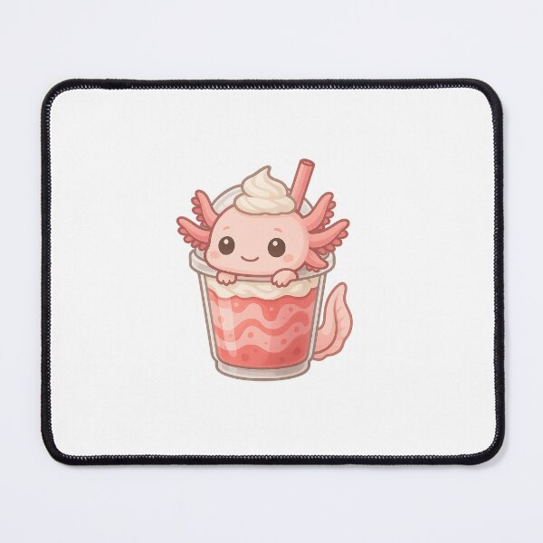 Item preview, Strawberry Frappe Axolotl – Kawaii Endangered Animal Drink designed and sold by Asbiell.