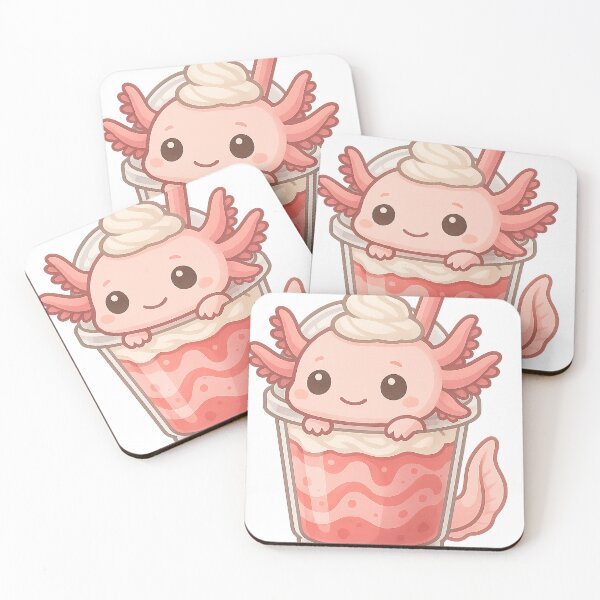 Item preview, Strawberry Frappe Axolotl – Kawaii Endangered Animal Drink designed and sold by Asbiell.
