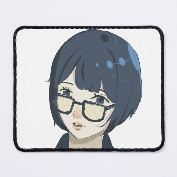 Item preview, Chic Anime Girl with Glasses – Soft Blue Aesthetic Portrait designed and sold by Pedro Arzaba.