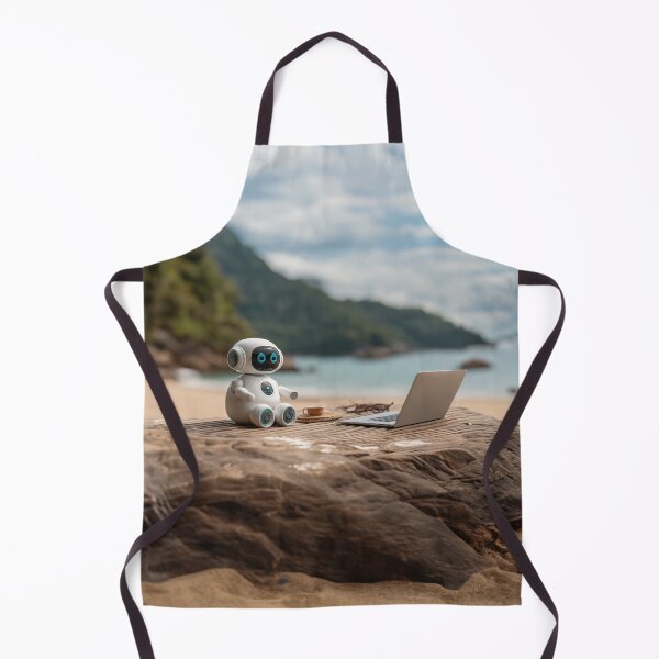 Item preview, Humanoid AI guide with subtle LED indicators coastal view designed and sold by Made-by-Gus.