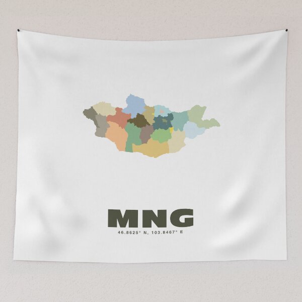 Item preview, Mongolia Map - MNG ISO Code Wall Art designed and sold by CartoPrints.