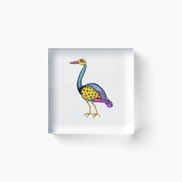 CARIBBEAN COLORFUL HERON ALEBRIJE Acrylic Block