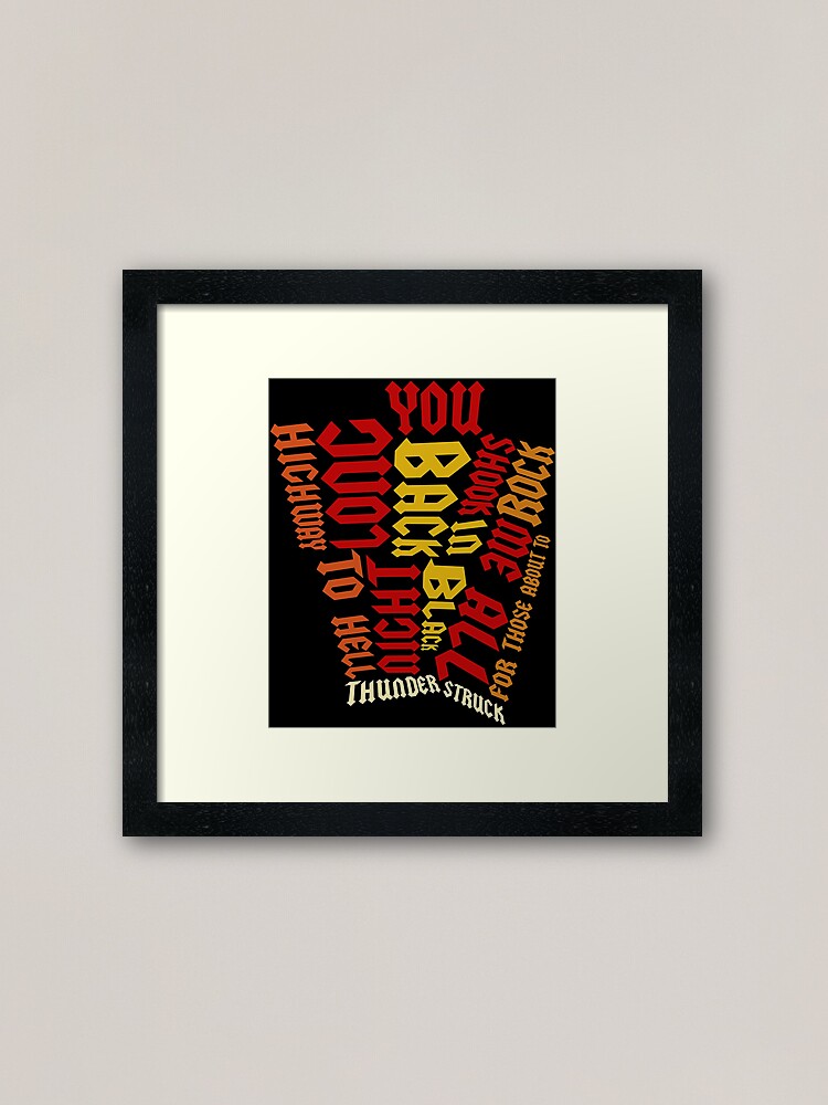 Acdc Songs Framed Art Print By Riffraffmakes Redbubble