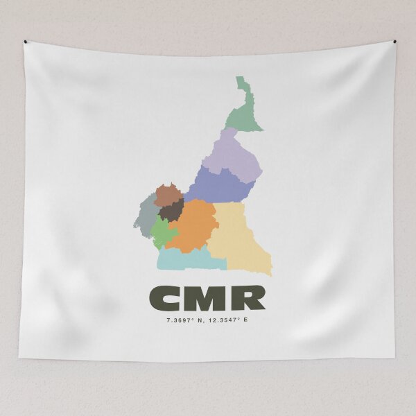 Item preview, Cameroon Map - CMR ISO Code Wall Art designed and sold by CartoPrints.
