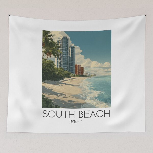 Item preview, A Vintage Illustration of South Beach - Miami - Florida  designed and sold by GoodOldVintage.