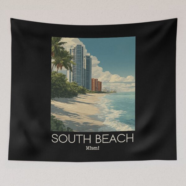 Item preview, A Vintage Illustration of South Beach - Miami - Florida  designed and sold by GoodOldVintage.