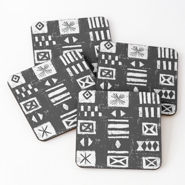 Item preview, African Mud Cloth – Black and White Tribal Pattern designed and sold by Myra365Art.