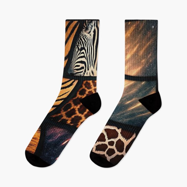 Item preview, Surreal Animal Fur Collage – Tiger, Zebra, Giraffe & Cheetah Textures with Cosmic Glitch Effect designed and sold by ArtiQreate.
