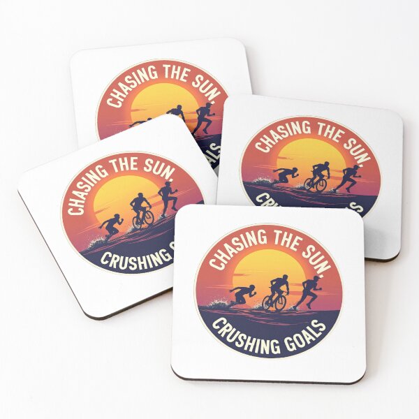 Item preview, Chasing the Sun, Crushing Goals | Motivational Triathlon Sticker designed and sold by Triathlongram.