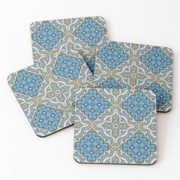 Item preview, Elegant Mediterranean Blue Tile Pattern with Floral Arabesque Design designed and sold by weirdfishes123.