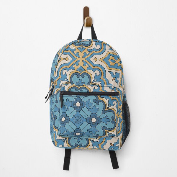 Item preview, Elegant Mediterranean Blue Tile Pattern with Floral Arabesque Design designed and sold by weirdfishes123.