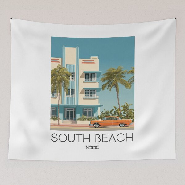 Item preview, A Vintage Illustration of South Beach - Miami - Florida  designed and sold by GoodOldVintage.