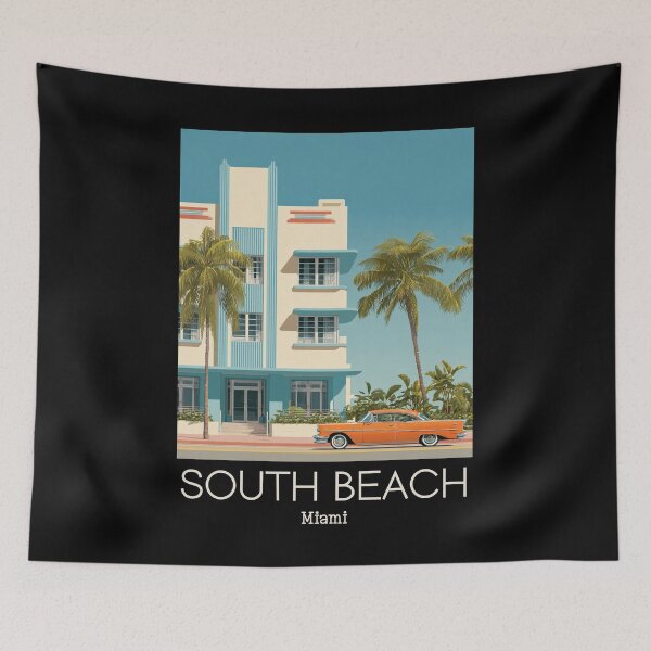Item preview, A Vintage Illustration of South Beach - Miami - Florida  designed and sold by GoodOldVintage.