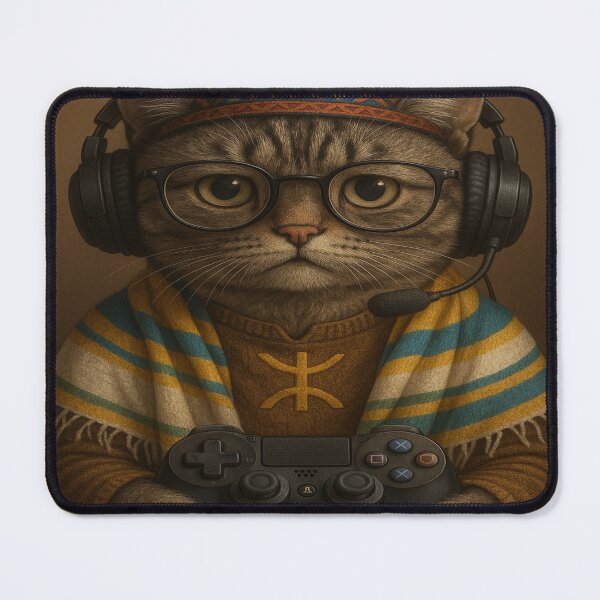 Item preview, Introverted Cat Gamer – Berber Style | Cozy Console Vibes for Gamers designed and sold by GeekGliter.