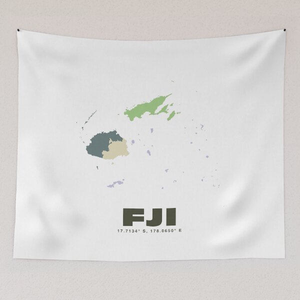 Item preview, Fiji Map - FJI ISO Code Wall Art designed and sold by CartoPrints.