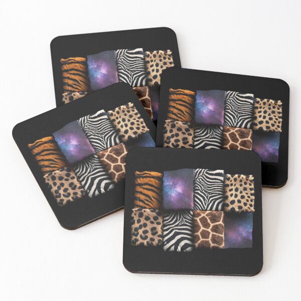 Item preview, Surreal Animal Fur Collage – Tiger, Zebra, Giraffe & Cheetah Textures with Cosmic Glitch Effect designed and sold by ArtiQreate.