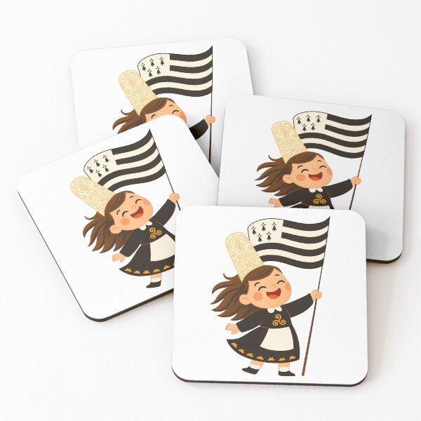 Item preview, Cute happy Bigouden girl with Breton flag designed and sold by 1enchik.