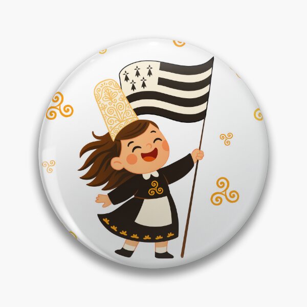 Item preview, Cute happy Bigouden girl with Breton flag designed and sold by 1enchik.
