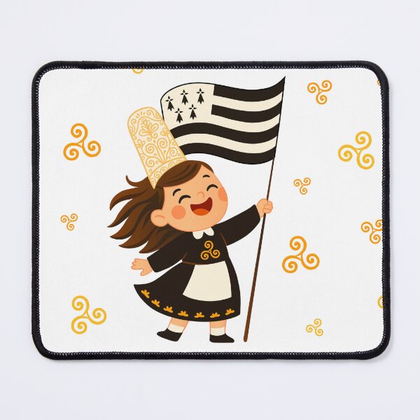 Item preview, Cute happy Bigouden girl with Breton flag designed and sold by 1enchik.