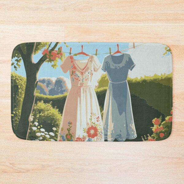 Item preview, Embroidered Dress on Clothesline in Sunny Garden – Whimsical Nature Art designed and sold by LuxuryApparels.