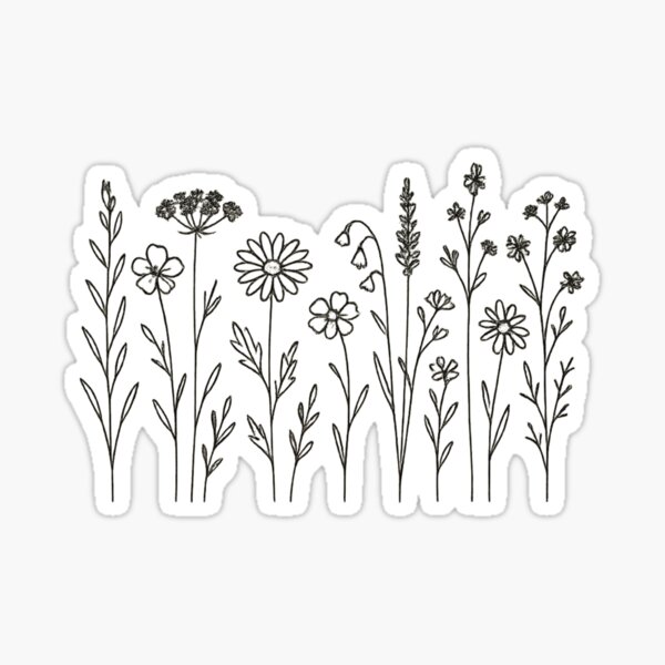 Item preview, Monoline Wildflower Meadow – Minimalist Botanical Line Art designed and sold by Planthem.
