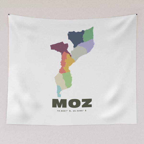 Item preview, Mozambique Map - MOZ ISO Code Wall Art designed and sold by CartoPrints.