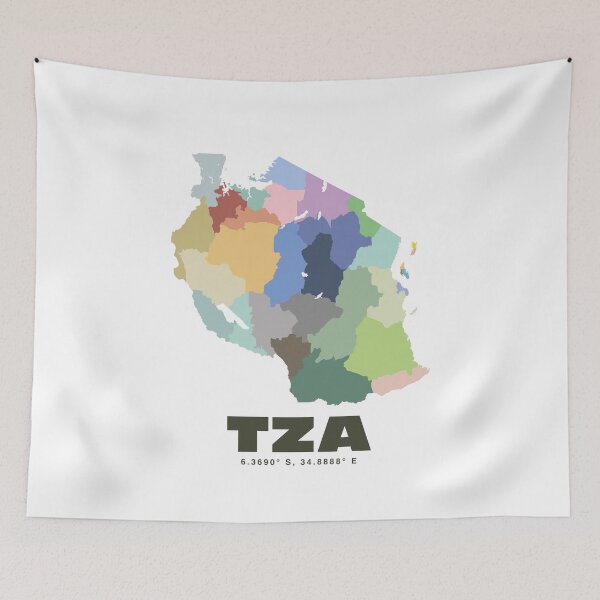 Item preview, Tanzania Map - TZA ISO Code Wall Art designed and sold by CartoPrints.