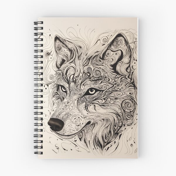 Item preview, Intricate Black and White Zen tangle Wolf Head Illustration with Swirls. designed and sold by HEMRO.