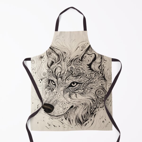Item preview, Intricate Black and White Zen tangle Wolf Head Illustration with Swirls. designed and sold by HEMRO.