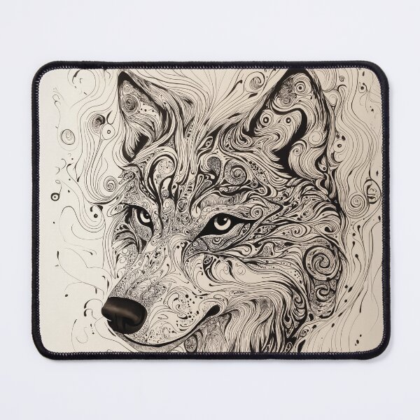 Item preview, Intricate Black and White Zen tangle Wolf Head Illustration with Swirls. designed and sold by HEMRO.