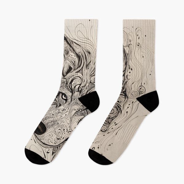 Item preview, Intricate Black and White Zen tangle Wolf Head Illustration with Swirls. designed and sold by HEMRO.